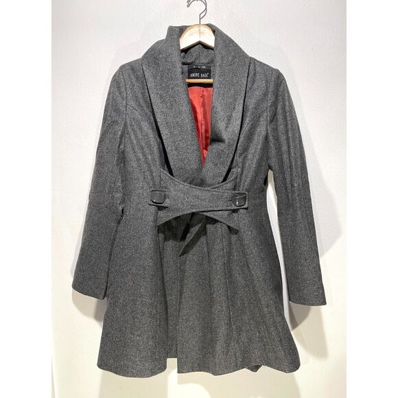Andre Badi wool jacket flare winter business casual gray old money women M - Picture 1 of 7